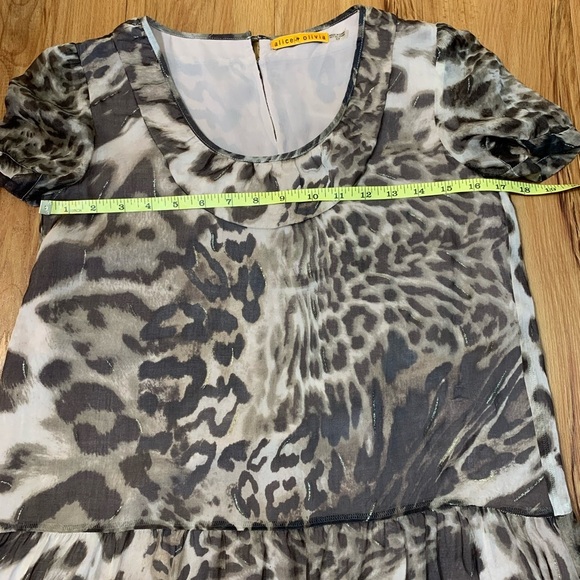Alice + Olivia 100% Silk Animal Print Ruffle Mini Dress - Picture 10 of 12
